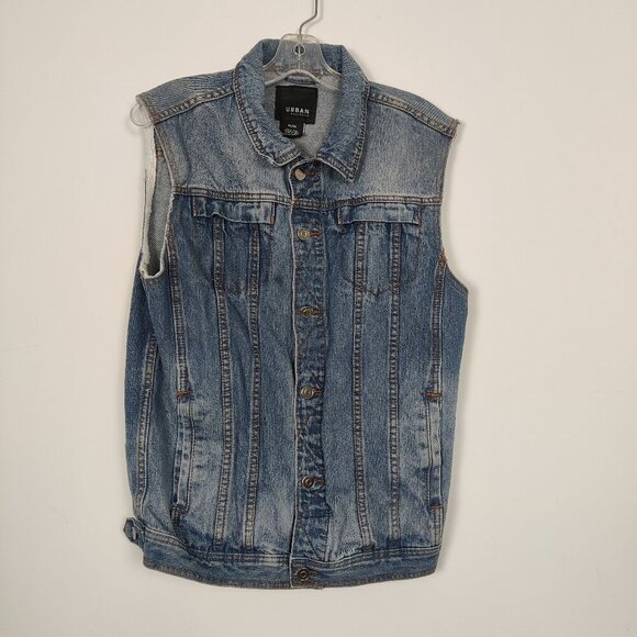 Urban Heritage Men's Distressed Denim Vest in Medium Y2K Gorpcore Jean Jacket - Picture 1 of 11